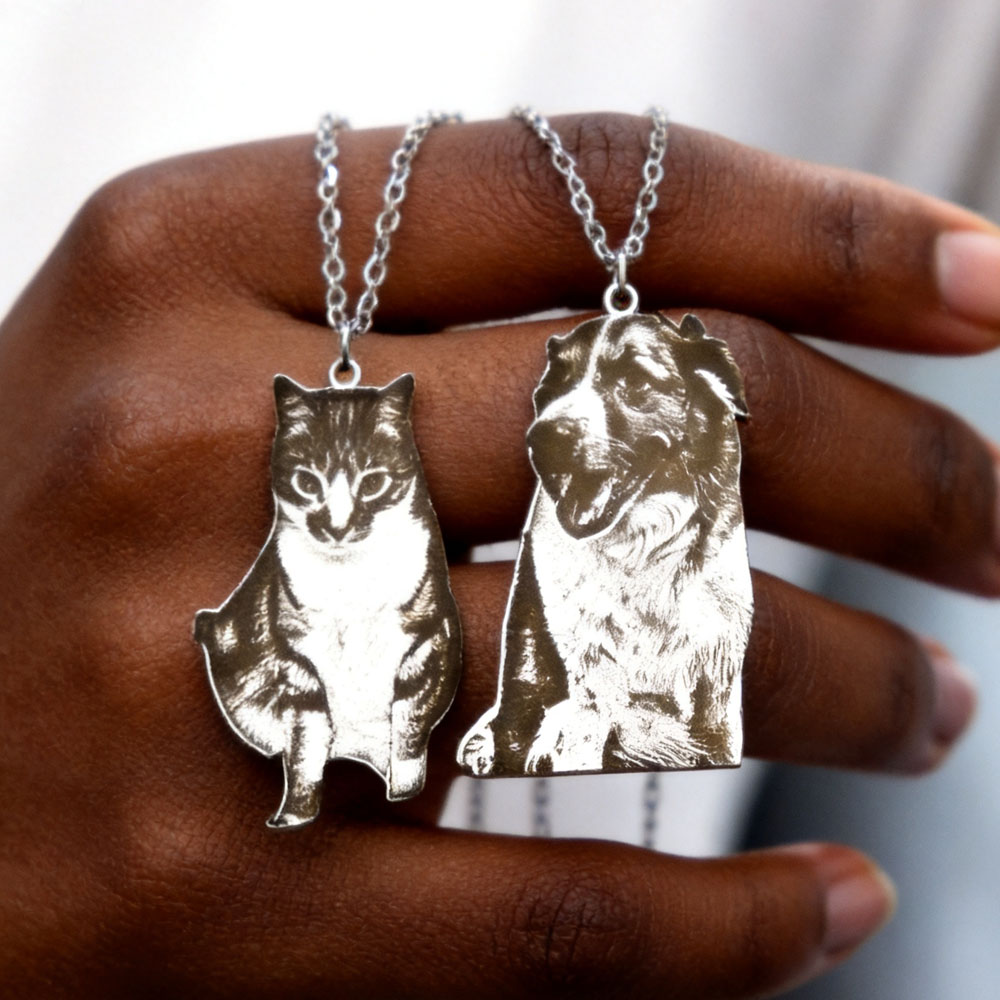 Pet Portrait Custom - Custom Engrave Pet Photo Necklace 35mm