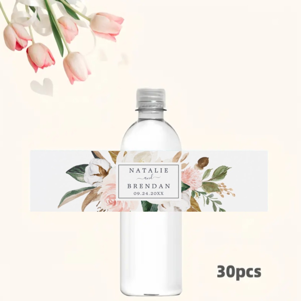 Personalised Candle Label - 30pcs Custom Wedding Welcome Water Bottle