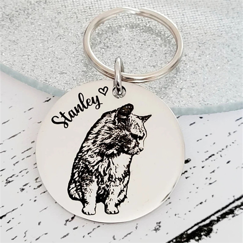 Pet Portrait Custom - Animal Paw Print Keychain Custom Dog