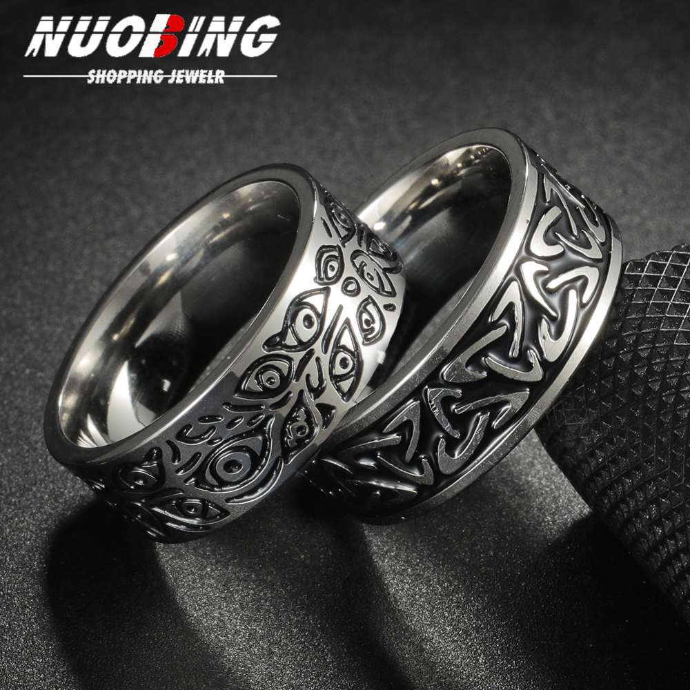 Initial Ring Custom - Retro Titanium Steel Ring With Pattern