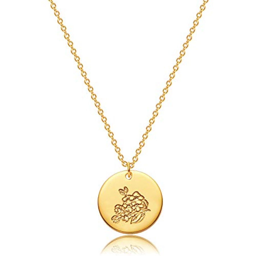 Birth Flower Necklace - Birth Flower Necklace 18k Gold Custom