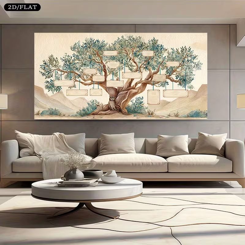 2D Flat, 2D Flat, Large Canvas - Family Tree Print ulasan dan harga