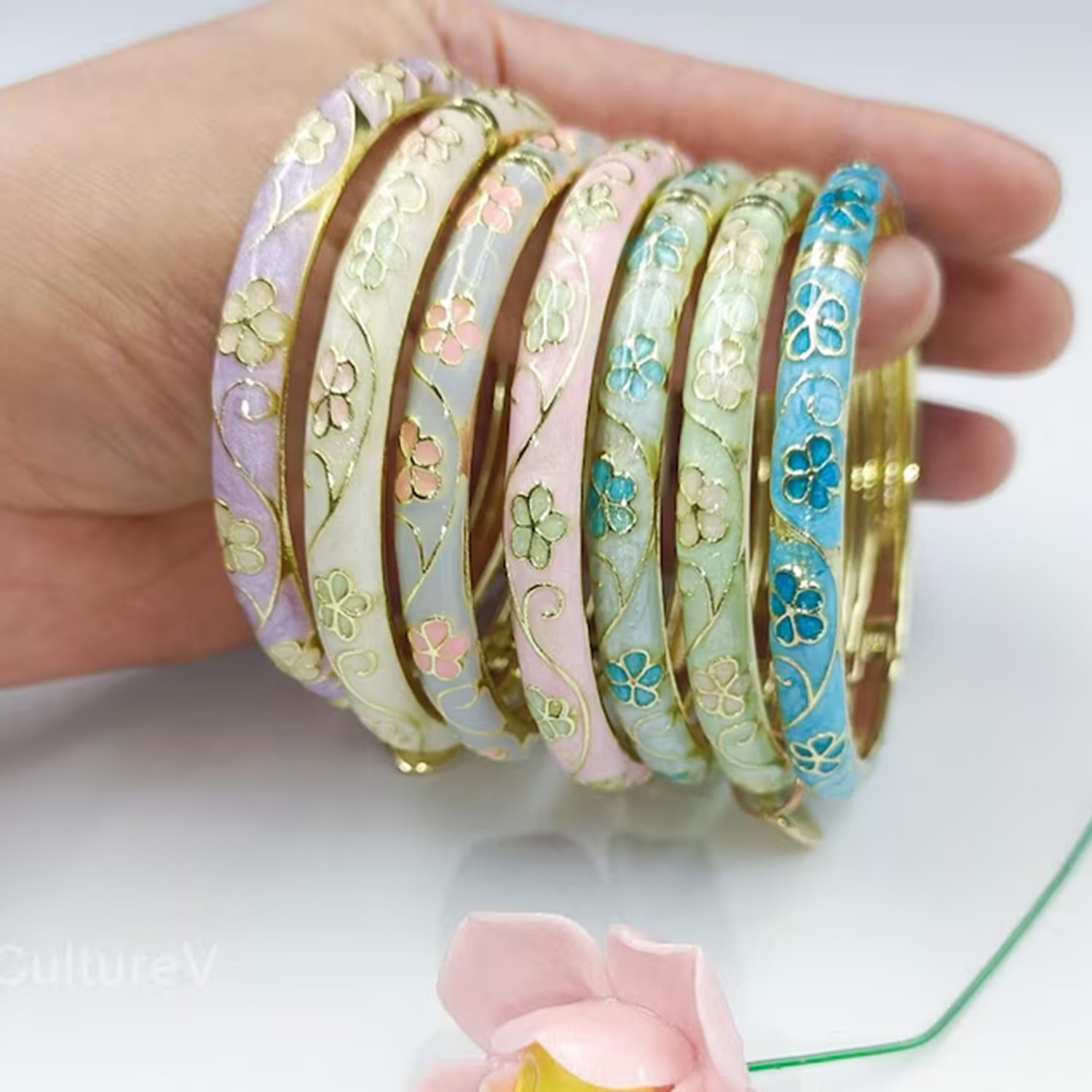 3/5PCS Enamel Cloisonné Bangle - Coordinates Bracelet ulasan dan harga