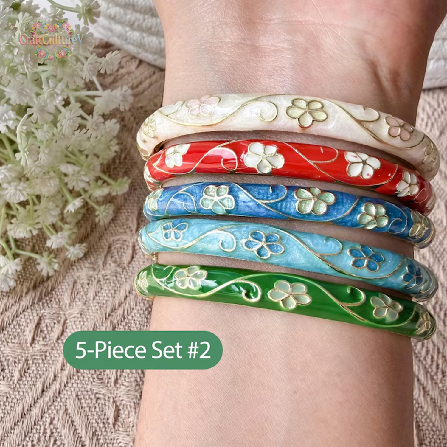 3/5PCS Enamel Cloisonné Bangle - Coordinates Bracelet ulasan dan harga