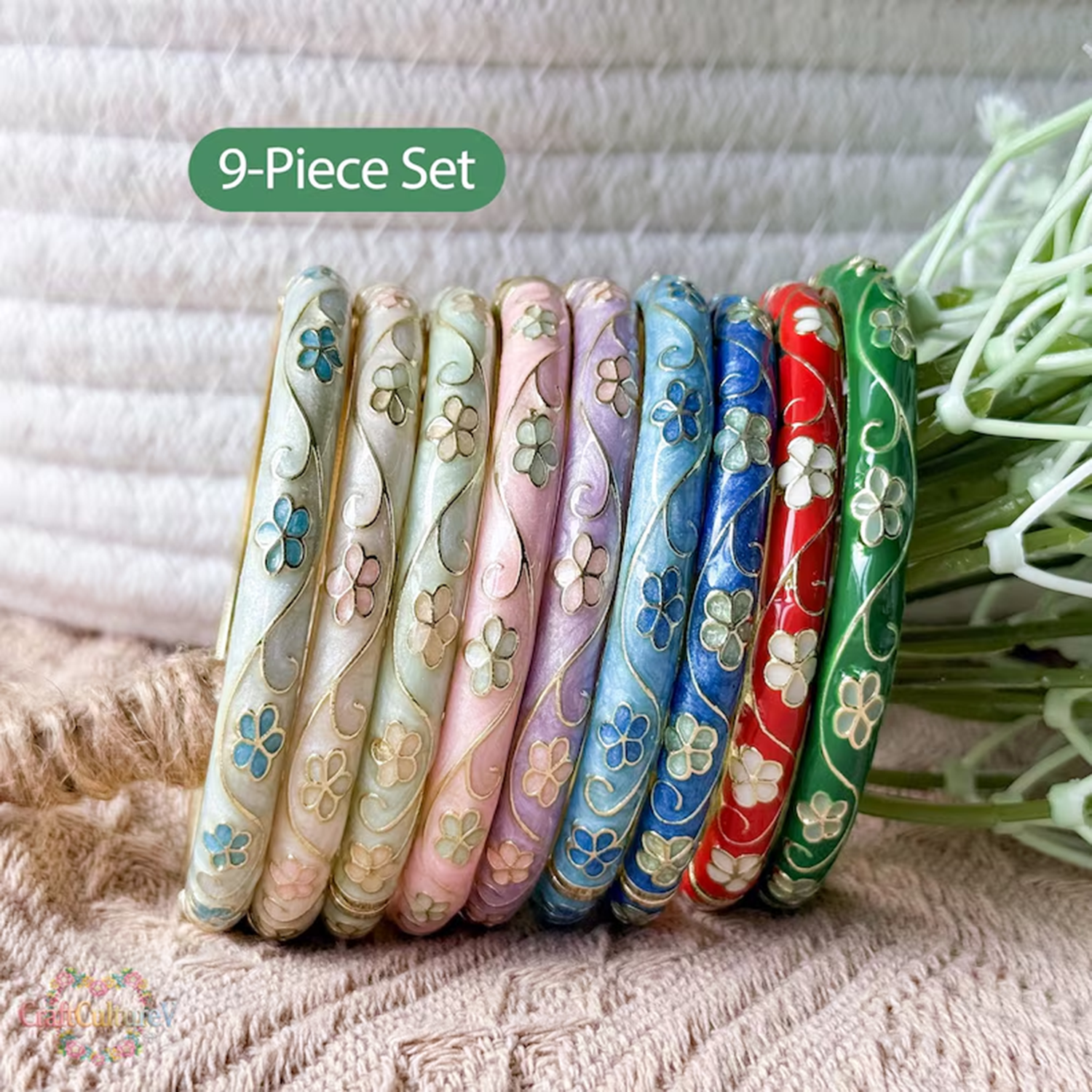 3/5PCS Enamel Cloisonné Bangle - Coordinates Bracelet ulasan dan harga