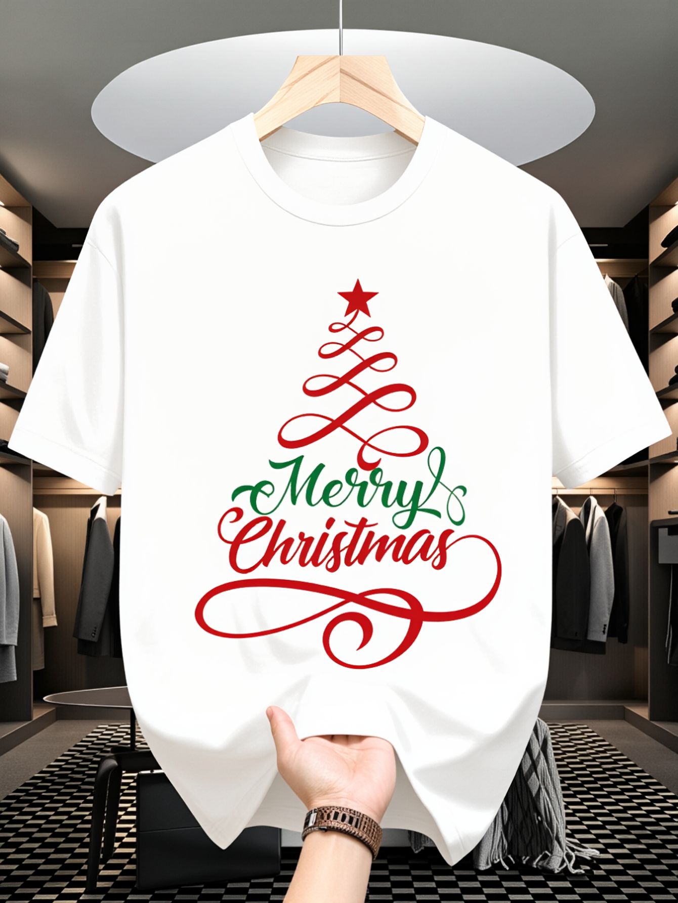 Men's T-Shirt, Merry Christmas - Family Tree Print ulasan dan harga
