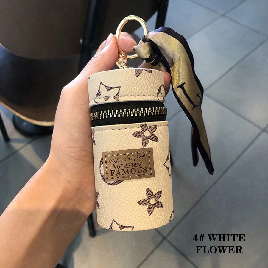 1pc Stylish Cylindrical Lipsti - Monogram Keychain Leather ulasan dan harga