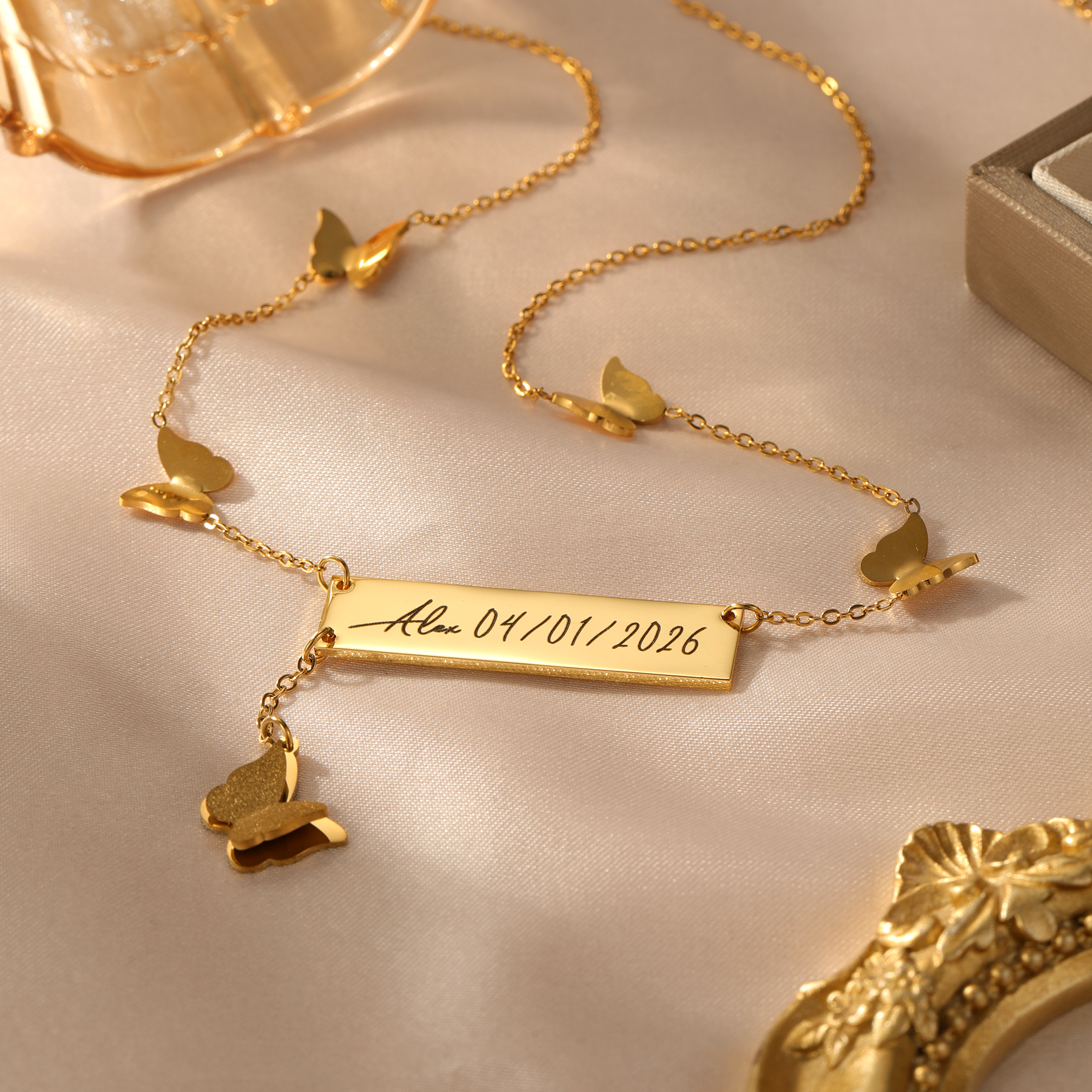 Personalized Butterfly Bar Nam - Handwriting Necklace Bar ulasan dan harga