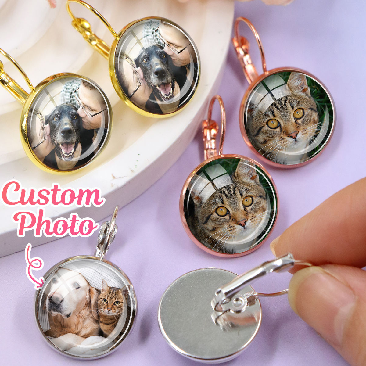 Custom Photo Earrings, Persona - Pet Portrait Custom ulasan dan harga