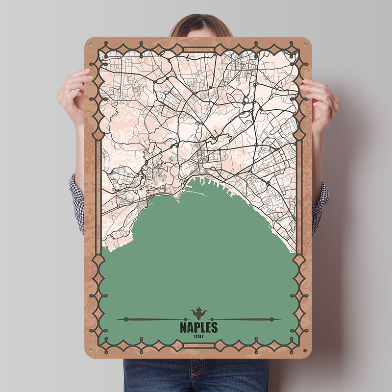 Naples City Map Tin Plaque Pos - Custom Map Poster ulasan dan harga