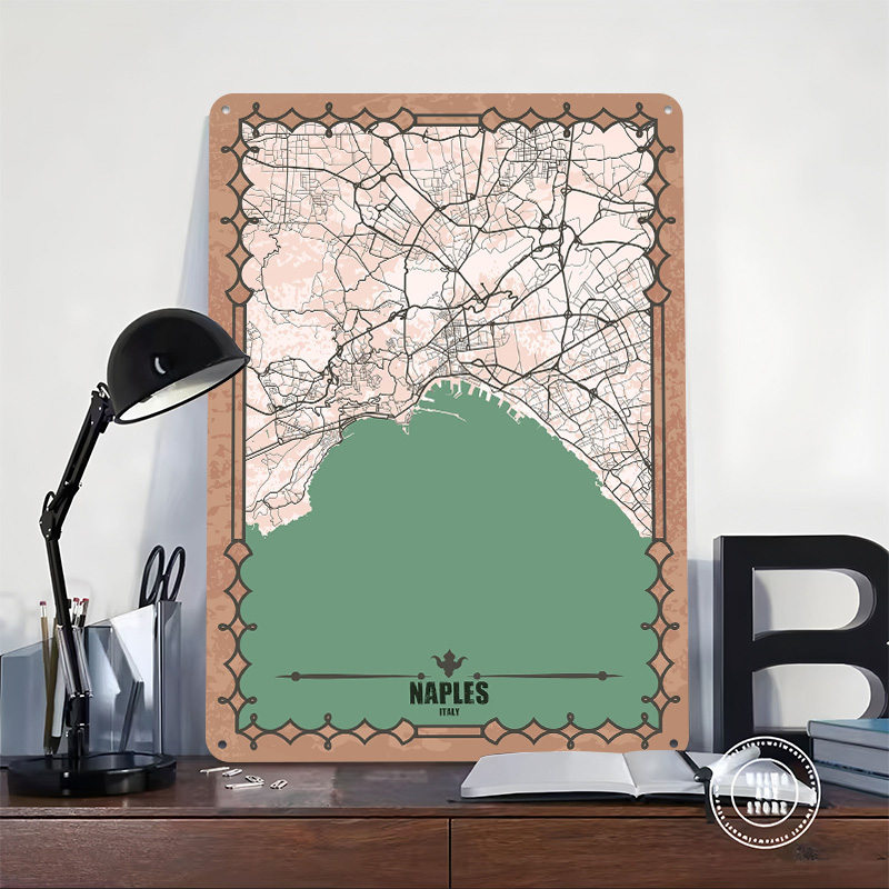 Naples City Map Tin Plaque Pos - Custom Map Poster ulasan dan harga