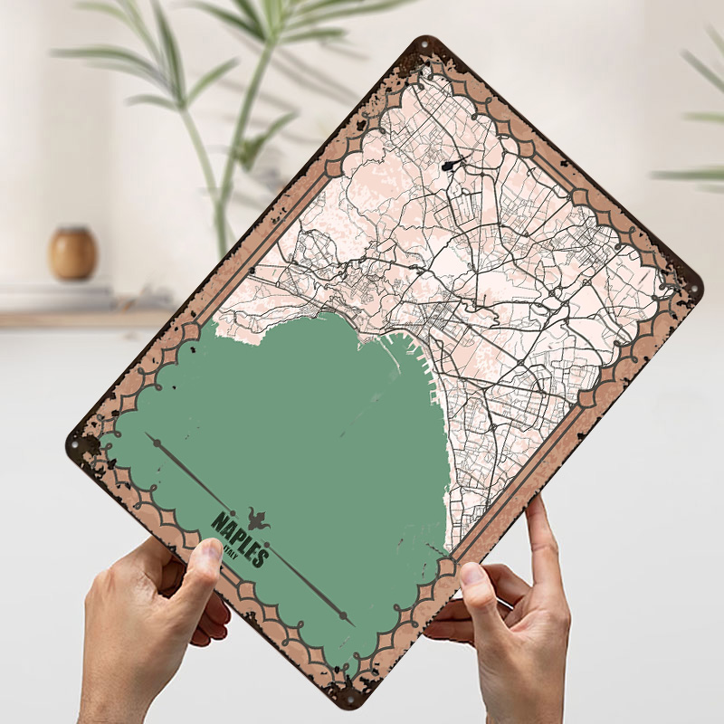 Naples City Map Tin Plaque Pos - Custom Map Poster ulasan dan harga