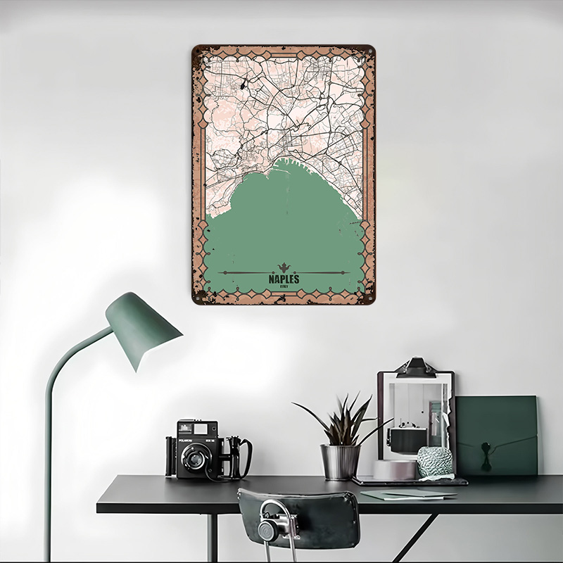 Naples City Map Tin Plaque Pos - Custom Map Poster ulasan dan harga
