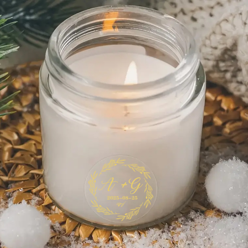 Custom Gold Foil Wedding Stick - Personalised Candle Label ulasan dan harga