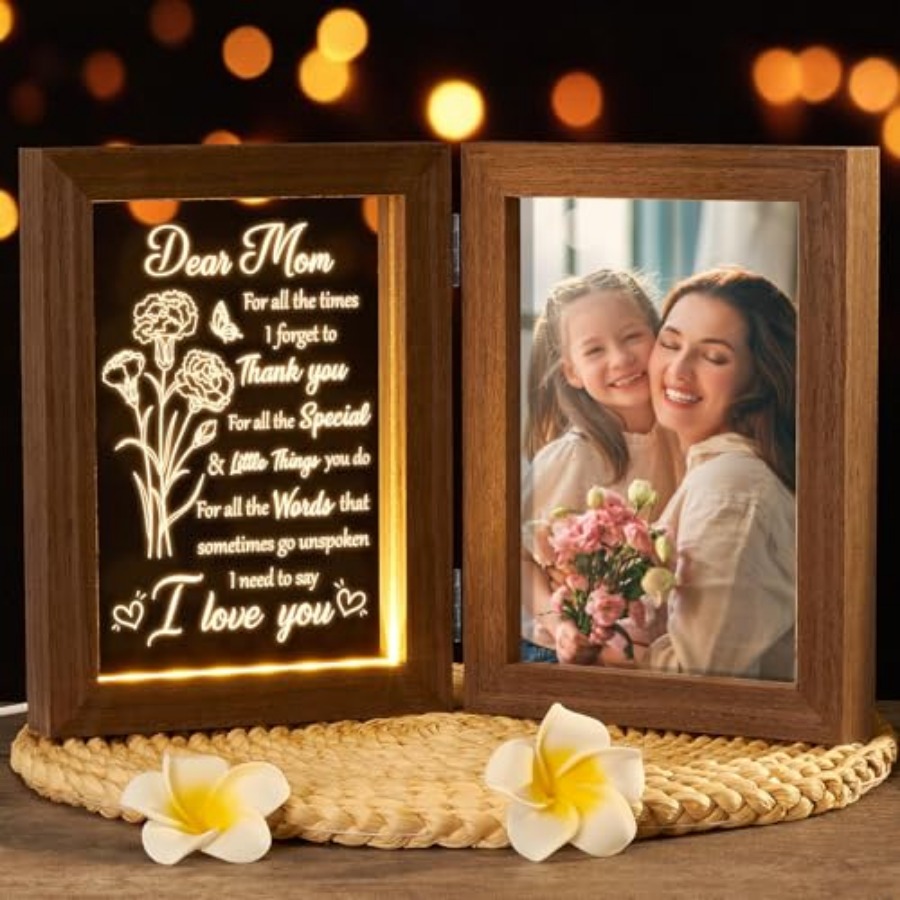 Mom Gifts from Daughters Son C - Engraved Wood Frame ulasan dan harga