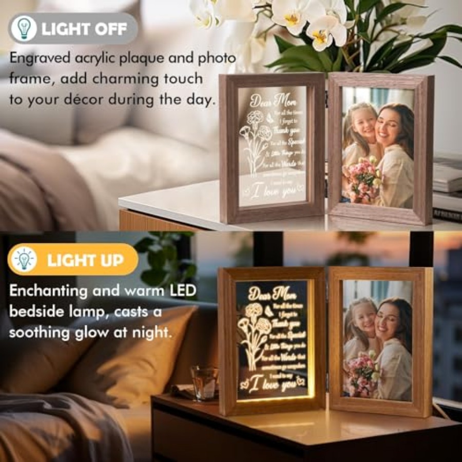 Mom Gifts from Daughters Son C - Engraved Wood Frame ulasan dan harga