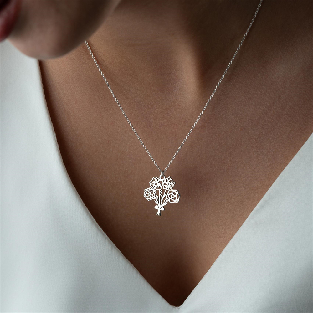 Personalized Birth Flower Bouq - Birth Flower Necklace ulasan dan harga