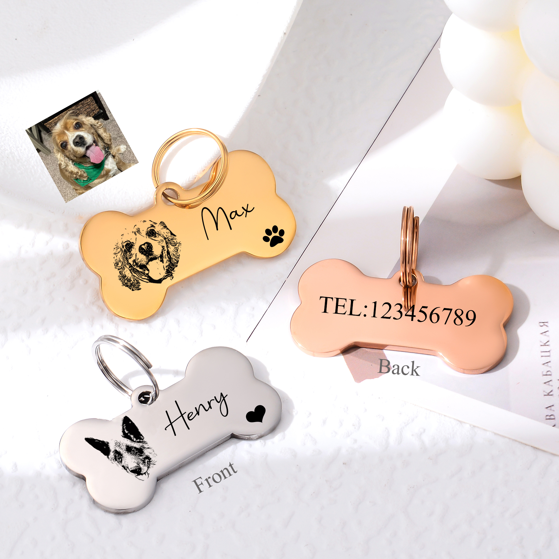 Custom Bone Dog Keychain Engra - Pet Portrait Custom ulasan dan harga