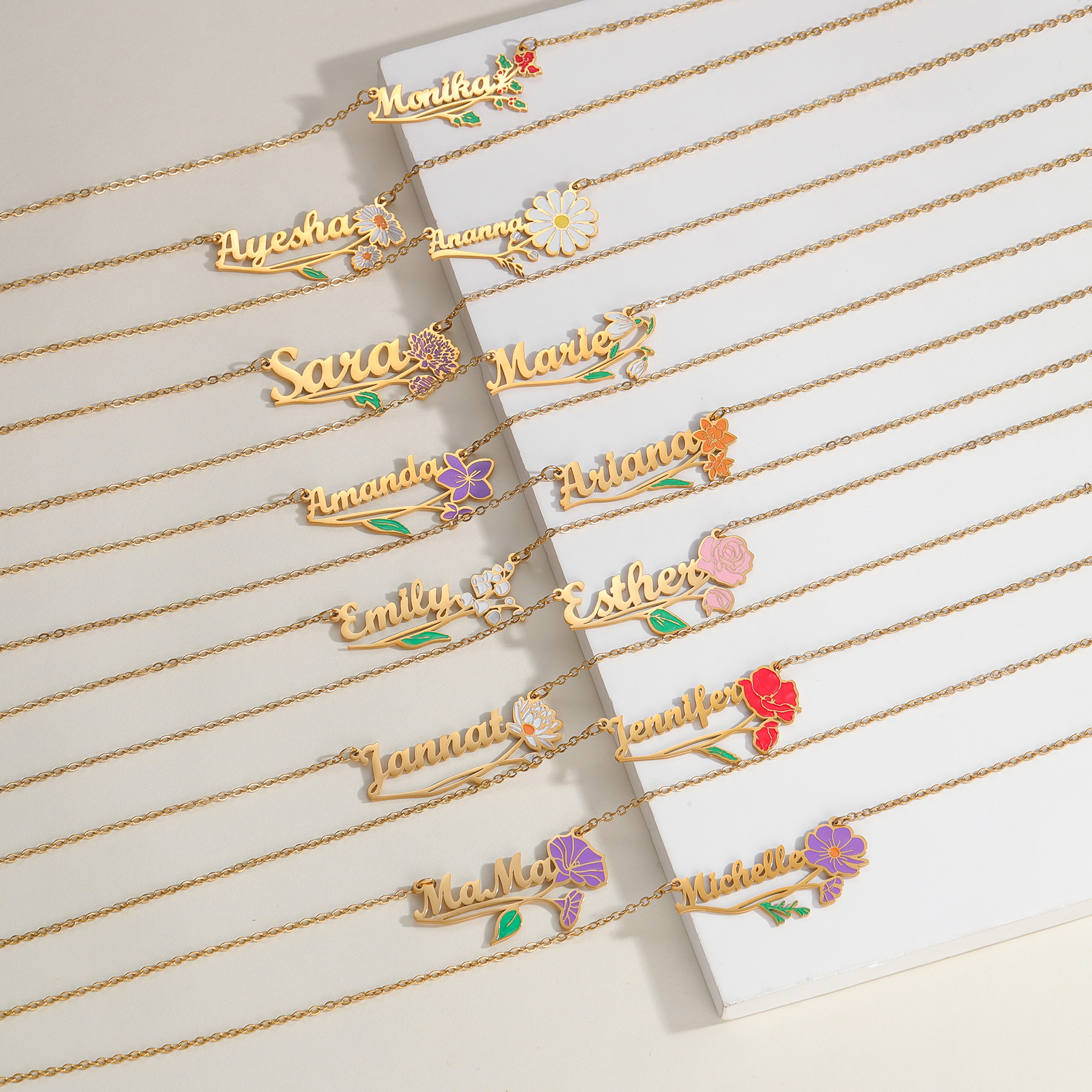 Acheerup Personalized Name UV  - Birth Flower Necklace ulasan dan harga