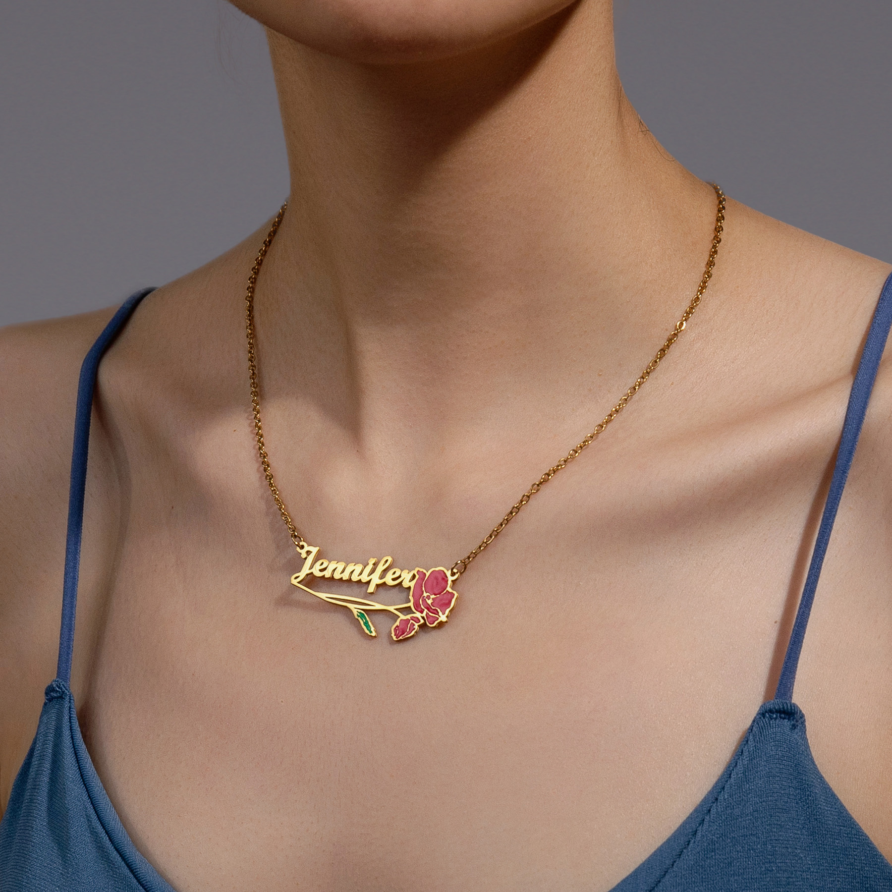 Acheerup Personalized Name UV  - Birth Flower Necklace ulasan dan harga
