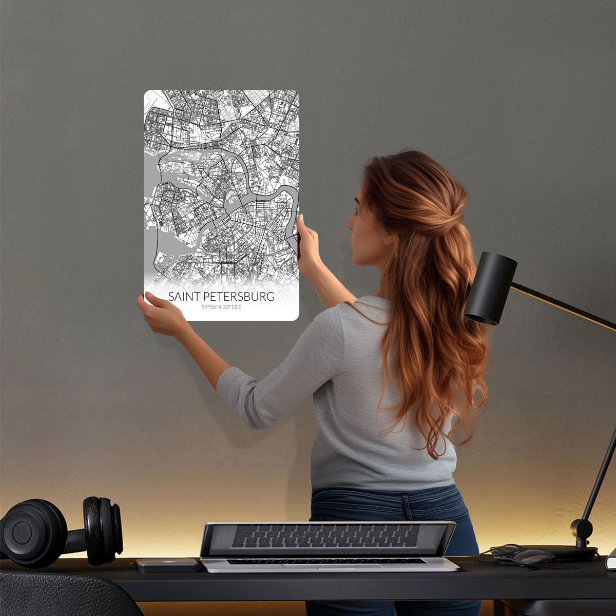 Saint Petersburg White Map Tin - Custom Map Poster ulasan dan harga