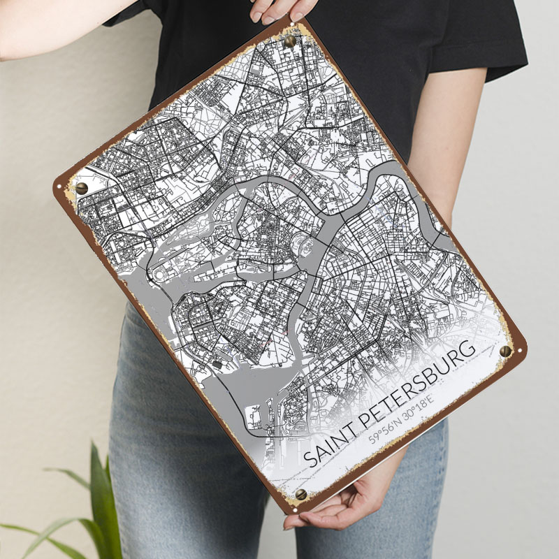 Saint Petersburg White Map Tin - Custom Map Poster ulasan dan harga