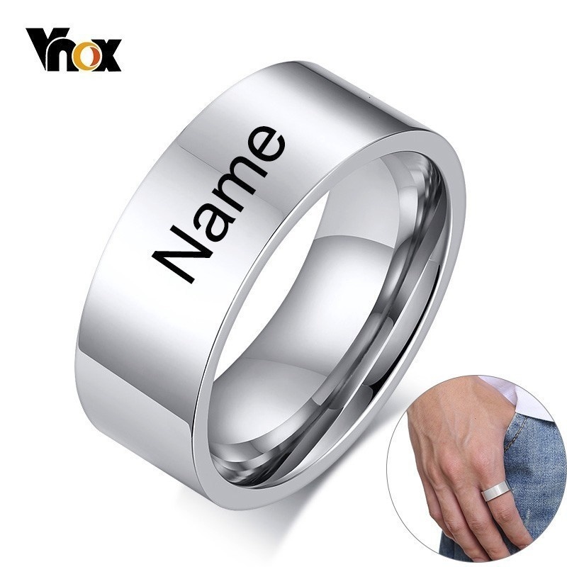 Vnox 8mm Classic Plain Ring fo - Initial Ring Custom ulasan dan harga