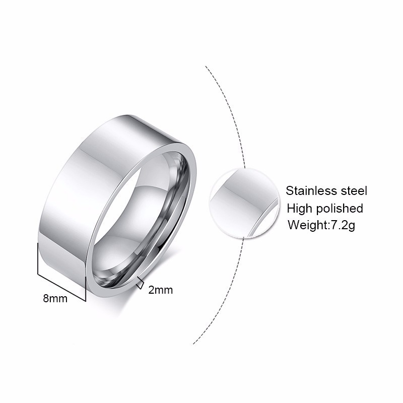 Vnox 8mm Classic Plain Ring fo - Initial Ring Custom ulasan dan harga
