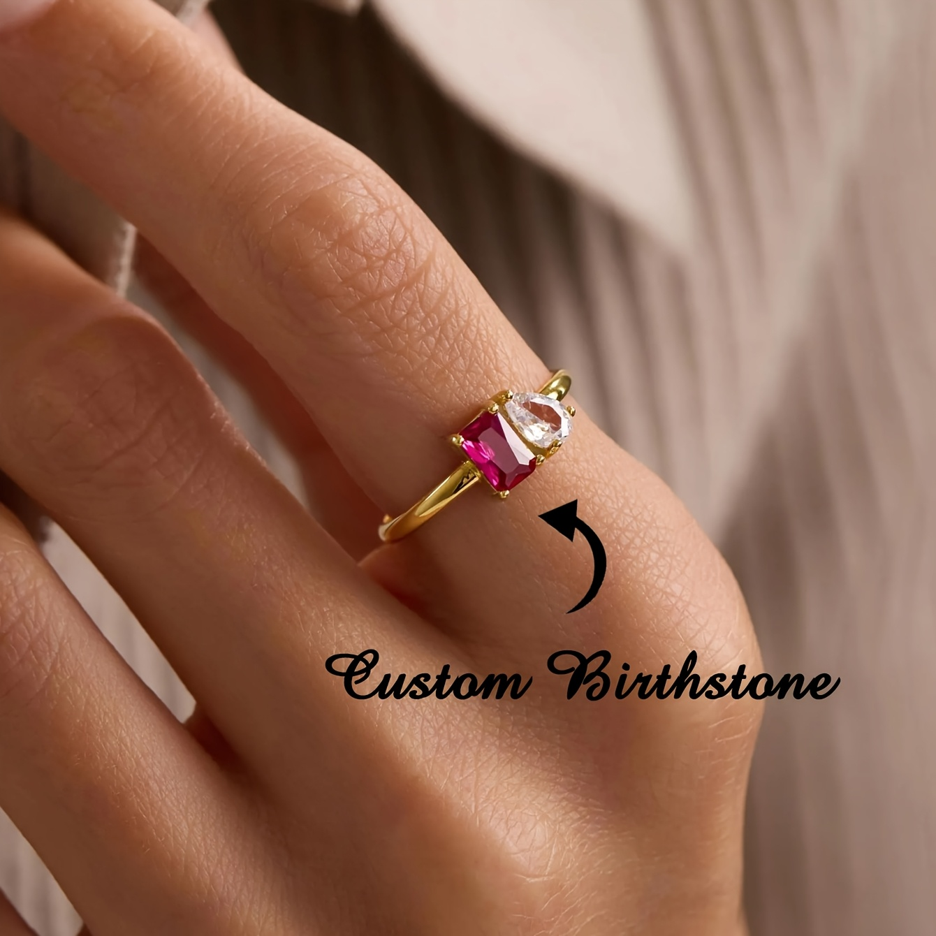 Trendy Zircon 12 Month Birthst - Initial Ring Custom ulasan dan harga