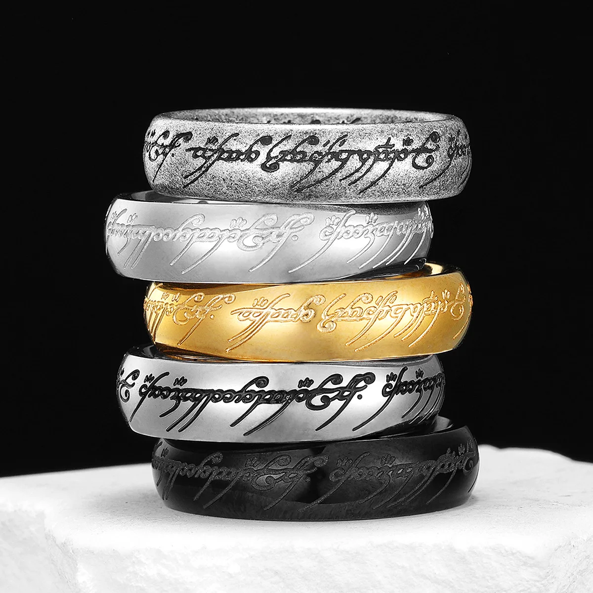 6MM Stainless Steel Exquisite  - Initial Ring Custom ulasan dan harga