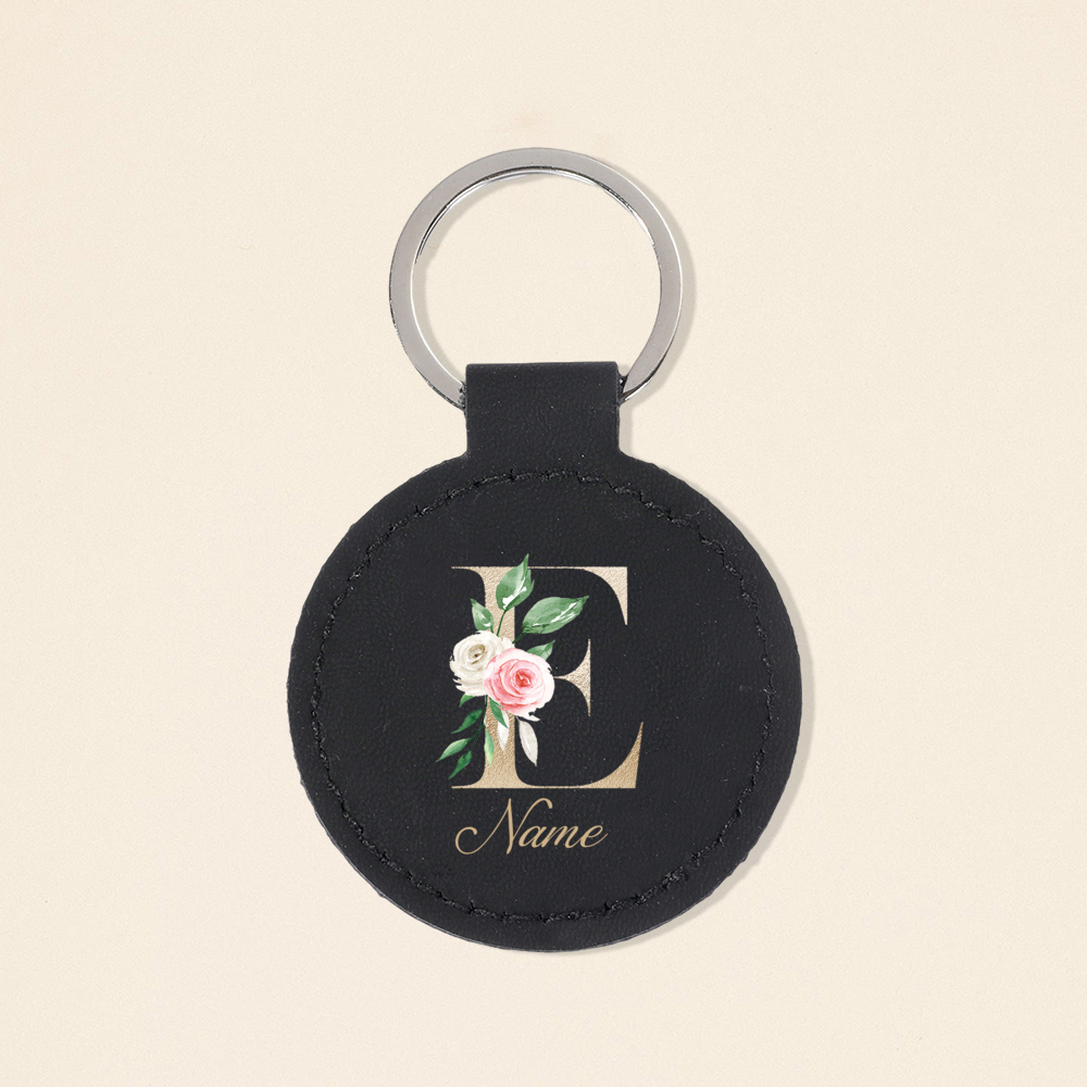 Personalized Initial with Name - Monogram Keychain Leather ulasan dan harga