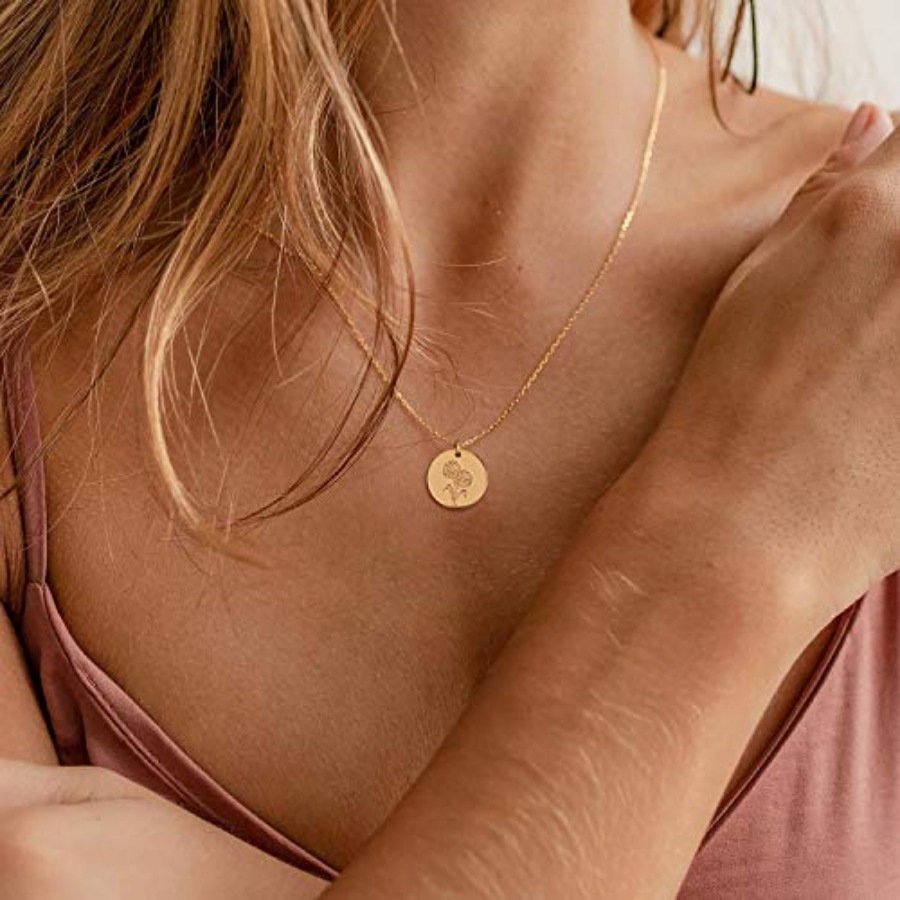 Birth Flower Necklace 18k Gold - Birth Flower Necklace ulasan dan harga